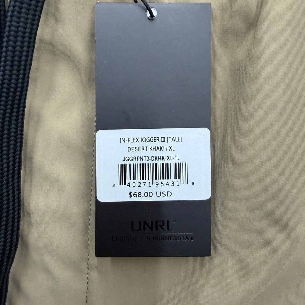 UNRL In-Flex Jogger III Desert Khaki XL Tall Athletic Pants JGGRPNT3-DKHK-XL-TL